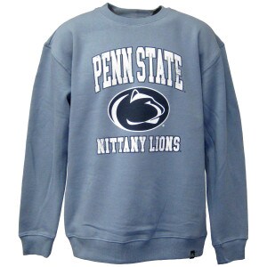 saltwater blue crew neck sweatshirt with distressed Penn State Nittany Lions